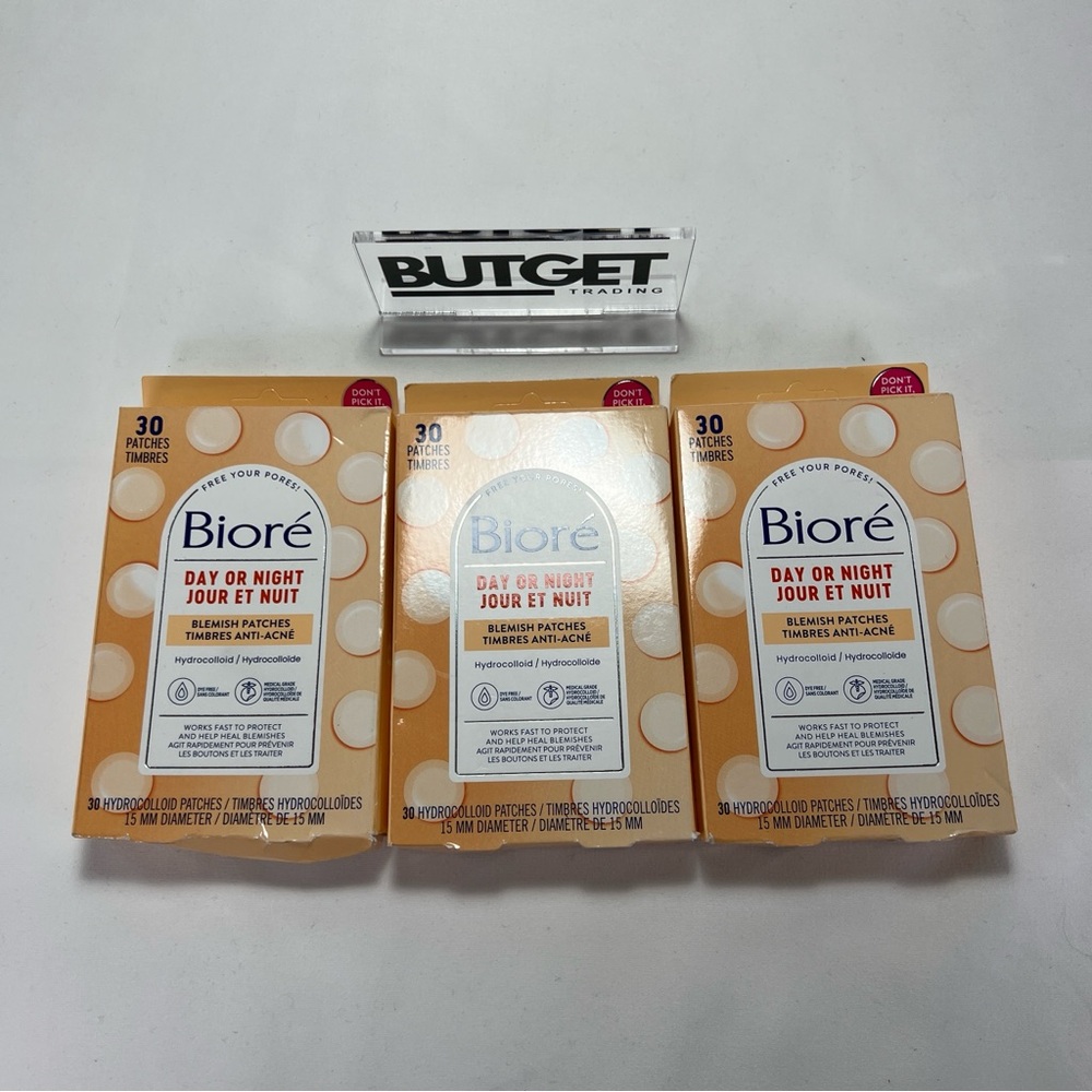Lot of 3 X Biore Day Or Night Blemish Patches 15 MM Diameter 30 Patches Each Box